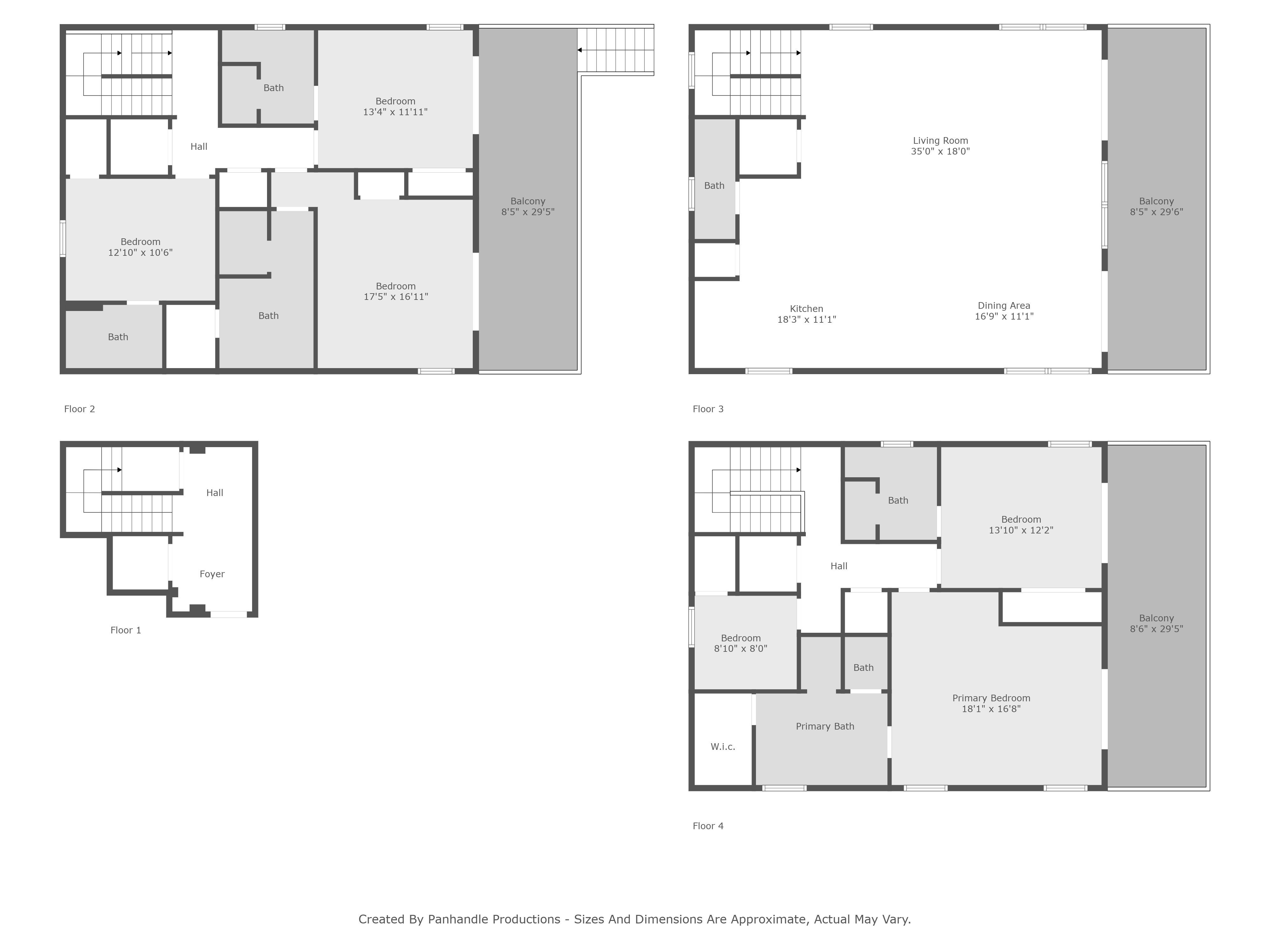 Full floor plan layout of Sunny Times Beach House showing all levels and room arrangement in Cape San Blas, Florida