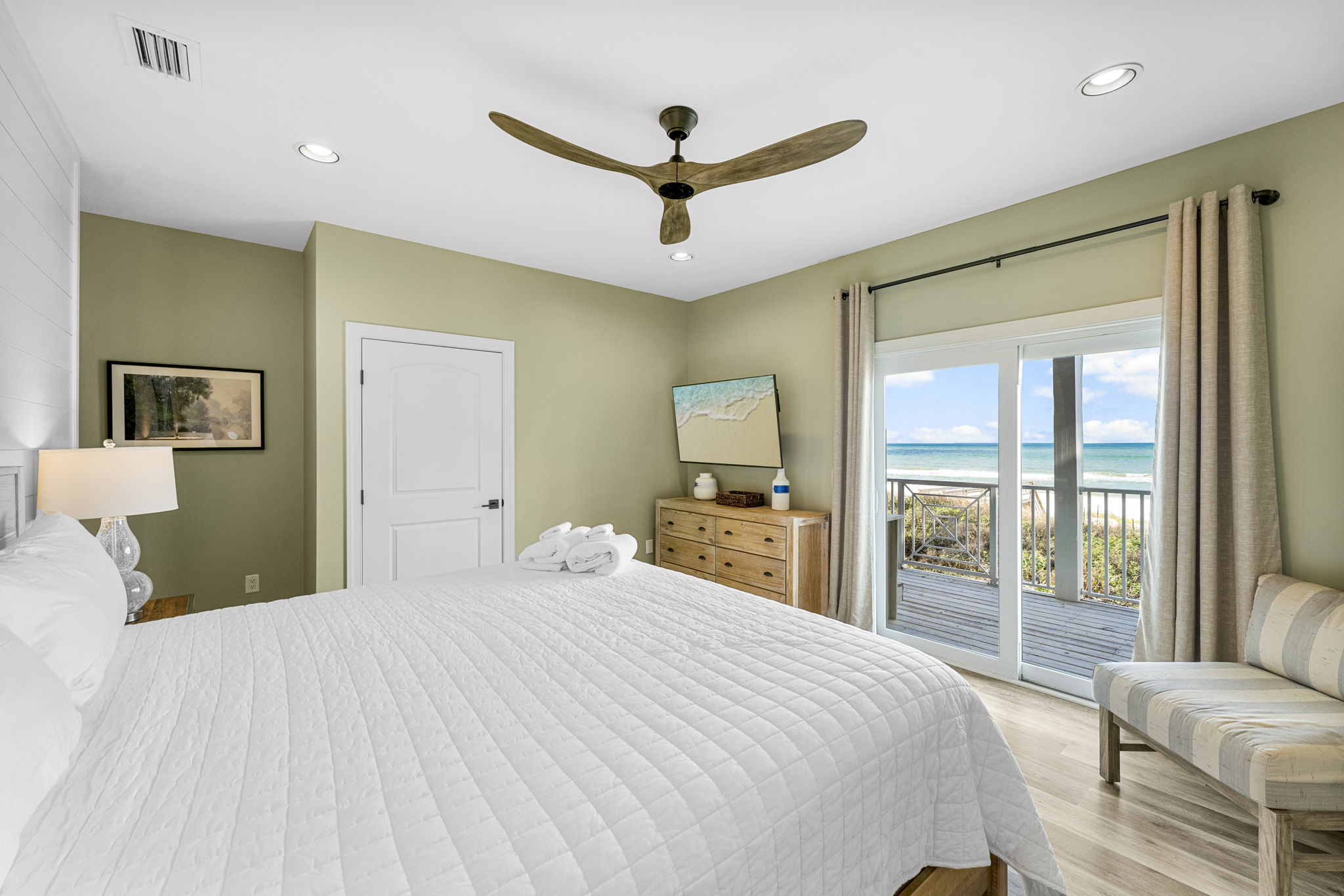 King bedroom with Gulf views on second level at Sunny Times Beach House Cape San Blas