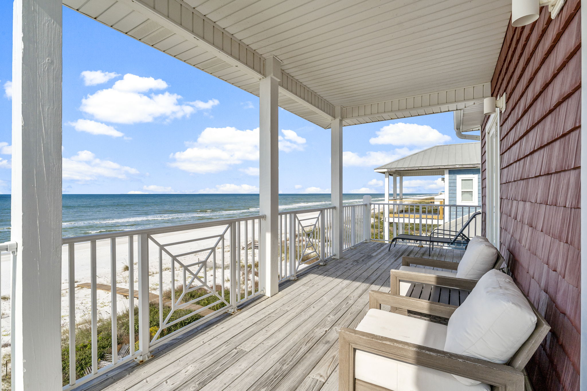 Private rooftop deck with sunset Gulf views at Sunny Times Beach House Cape San Blas
