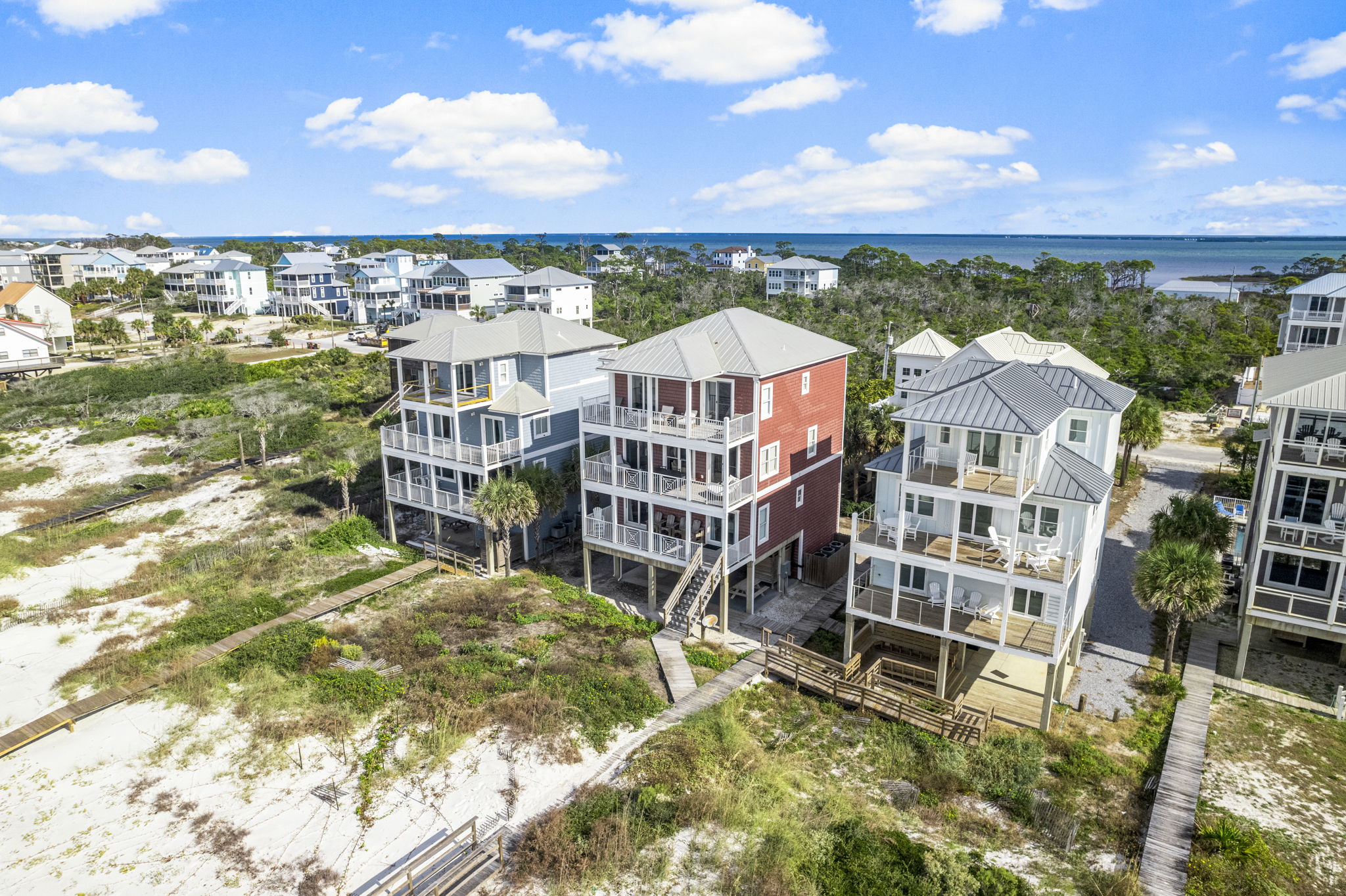 Aerial view of Sunny Times Beach House on Cape San Blas Florida Gulf beachfront